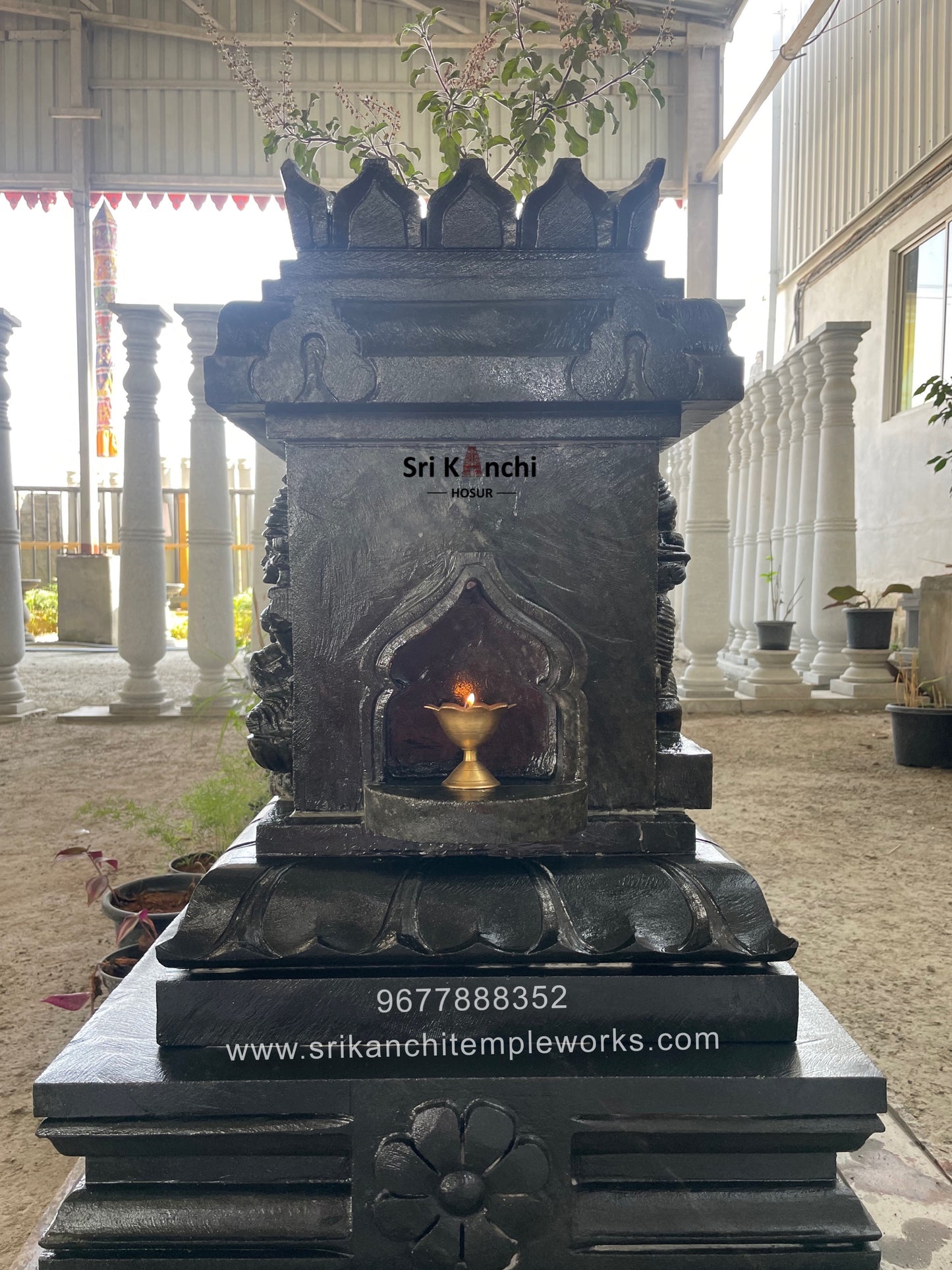 Sri Lakshmi / Sri Krishnar /Sri Vinayager Tulsi maadam (Black Stone)