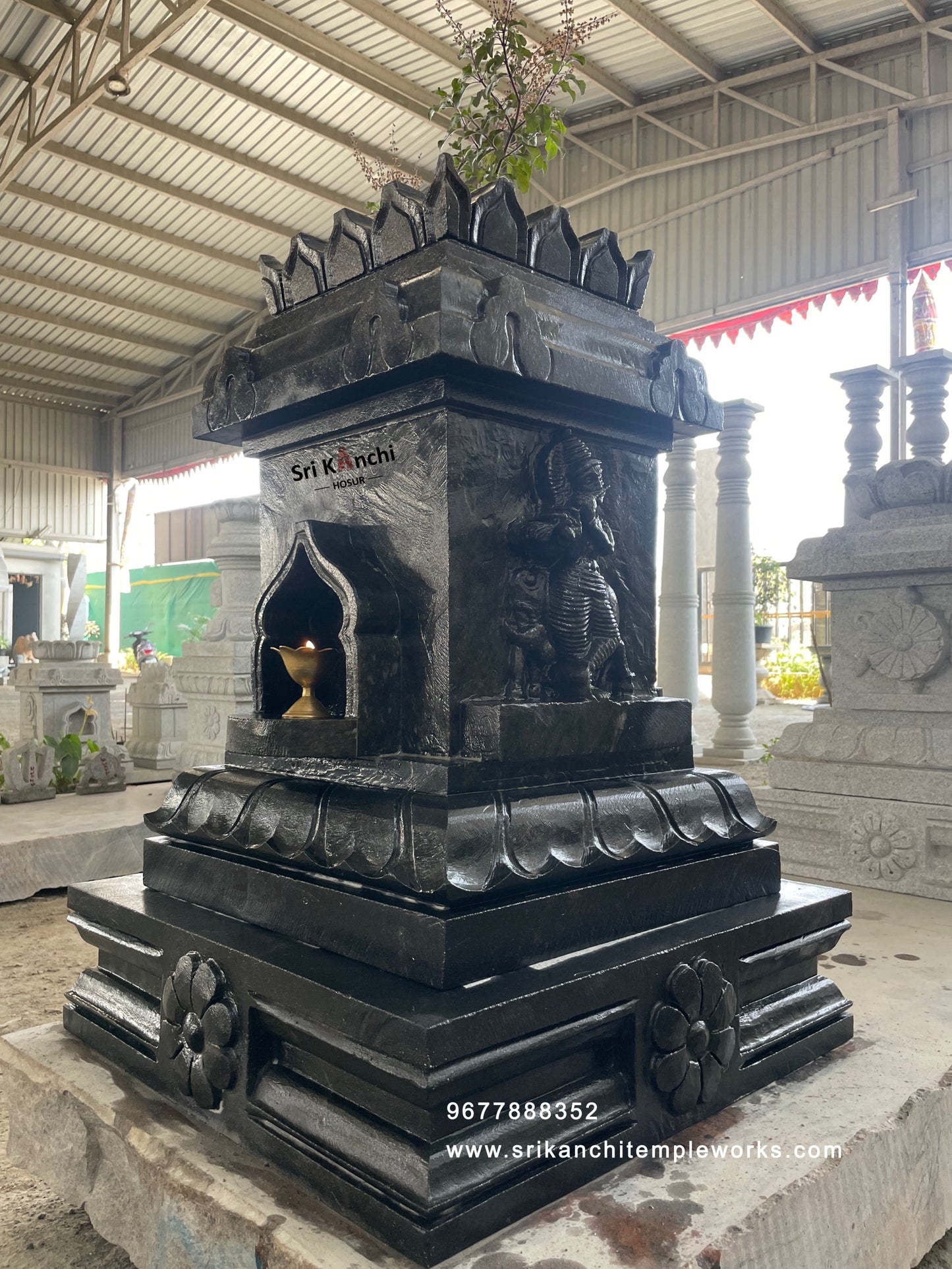 Sri Lakshmi / Sri Krishnar /Sri Vinayager Tulsi maadam (Black Stone)