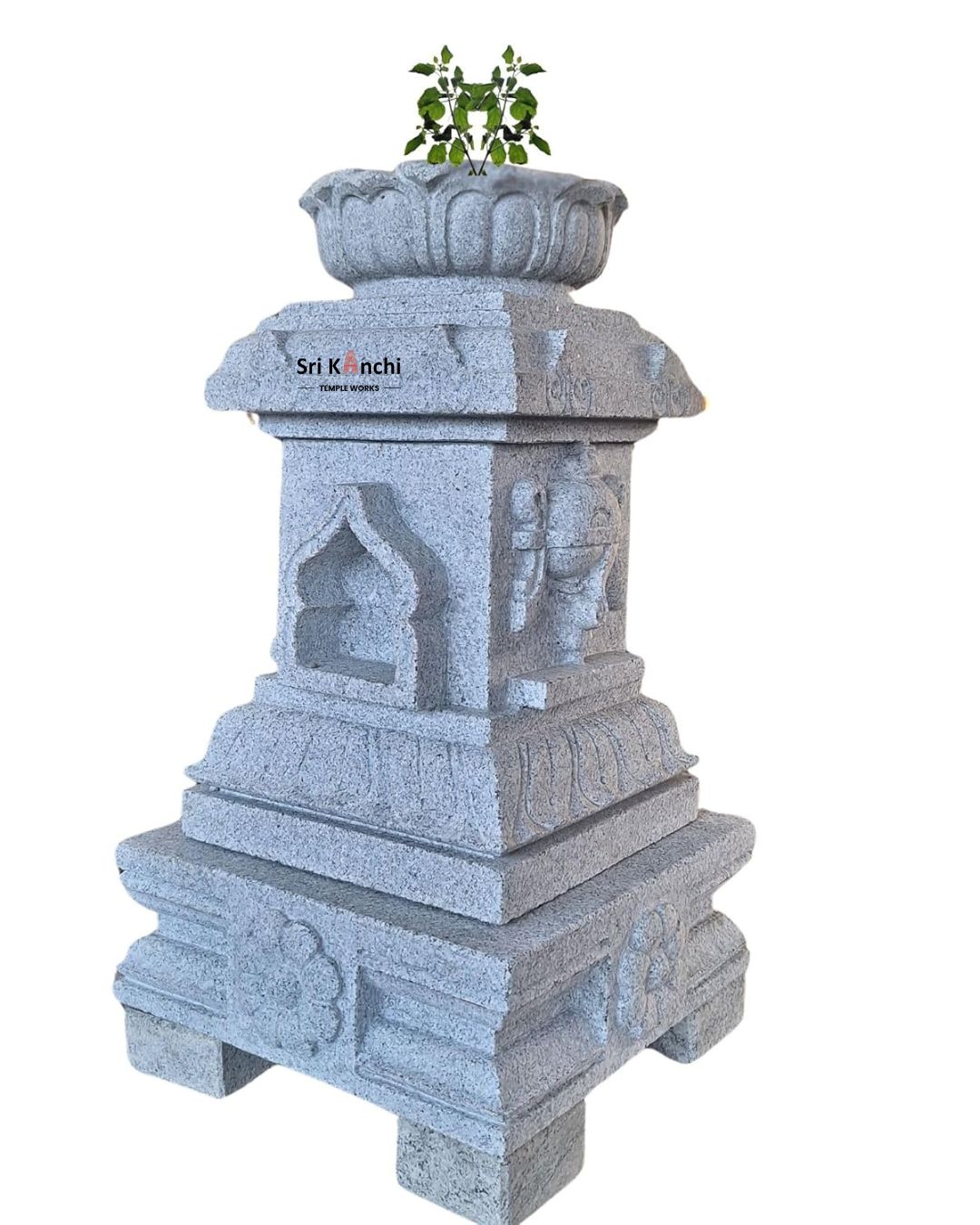Tulasi Maadam with Lotus Top Kudu Design Perumal Sign