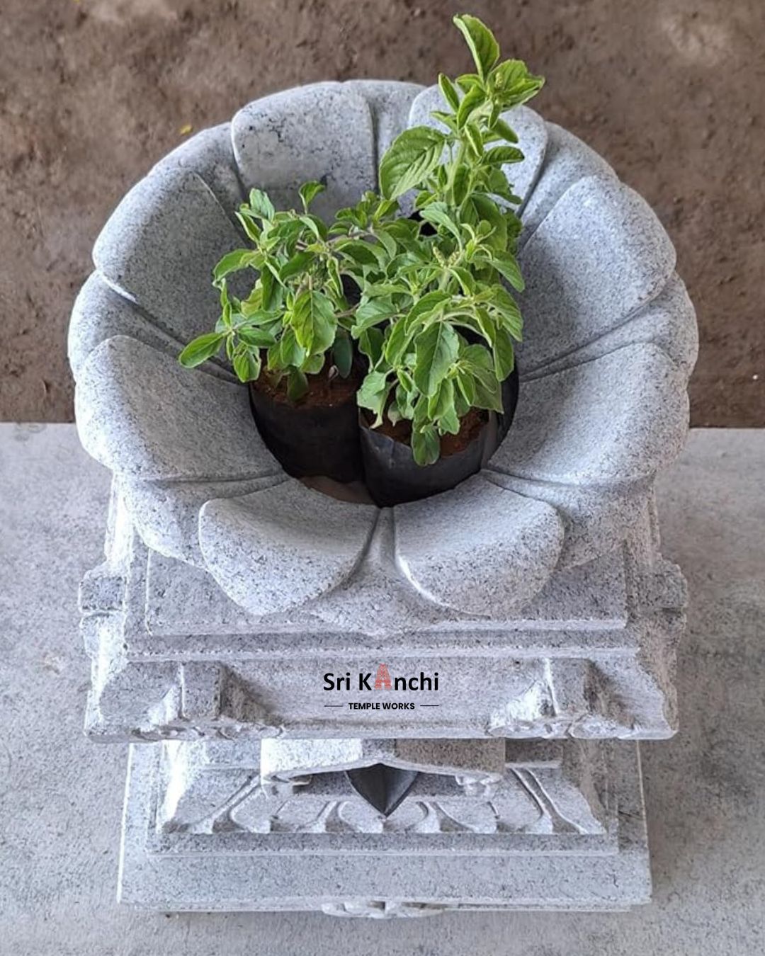 Tulasi Maadam with Lotus Top Kudu Design Perumal Sign