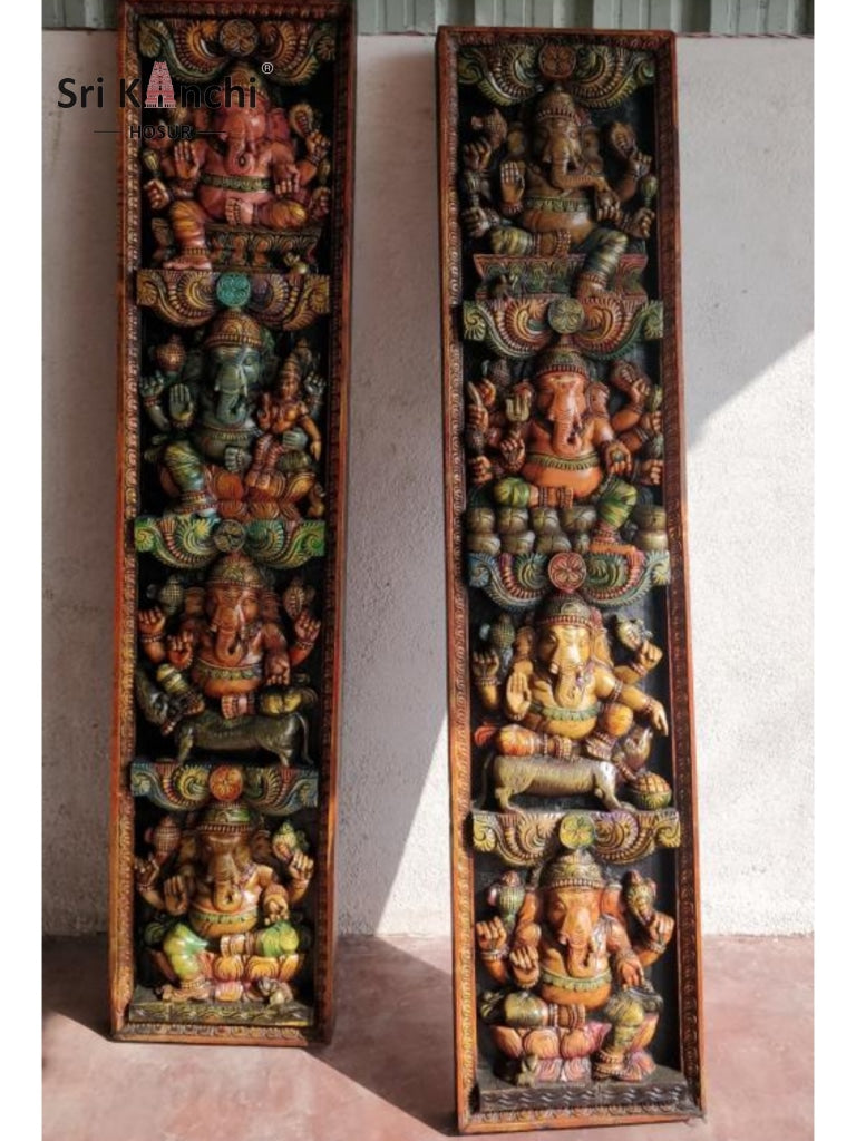 Ashta Ganapathy 5 Feet 3Inch-Set / Wood Paint Craft Wood & Shapes
